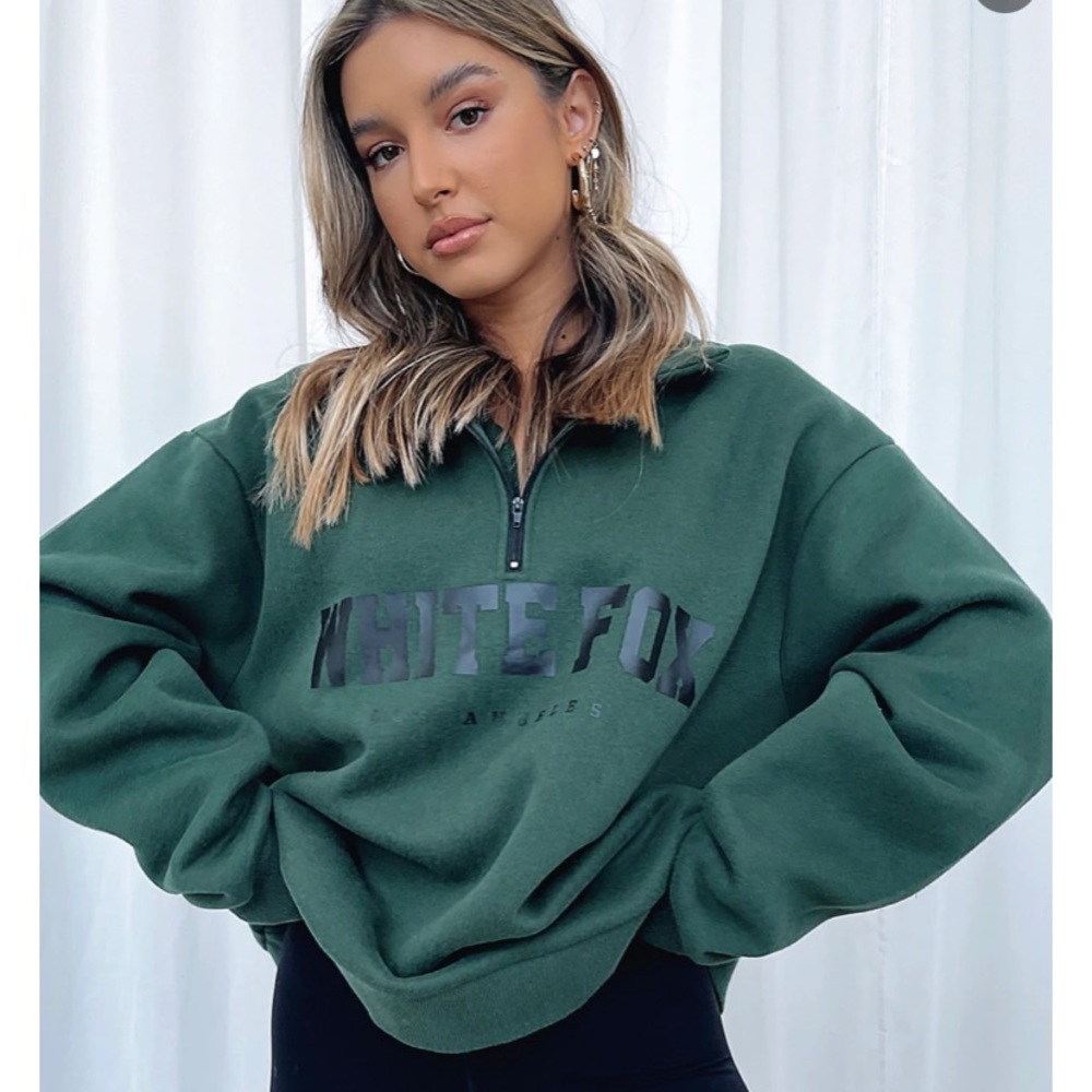 High Standard Zip Front Sweater Forest Green